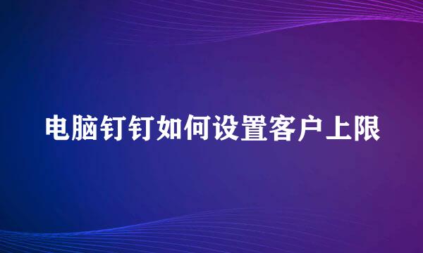 电脑钉钉如何设置客户上限