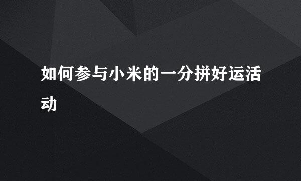 如何参与小米的一分拼好运活动