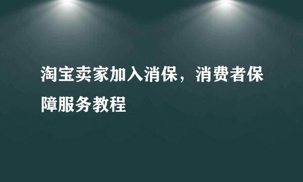 淘宝卖家加入消保，消费者保障服务教程