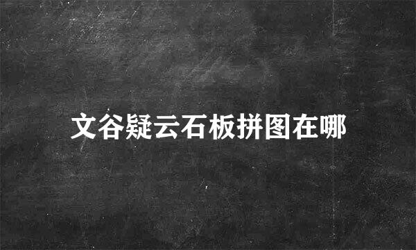 文谷疑云石板拼图在哪