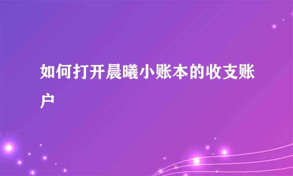 如何打开晨曦小账本的收支账户