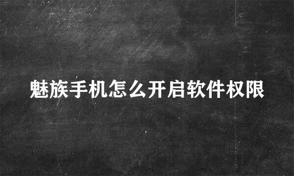 魅族手机怎么开启软件权限