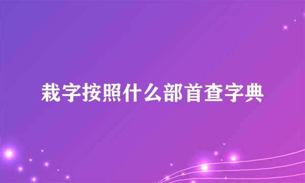 栽字按照什么部首查字典