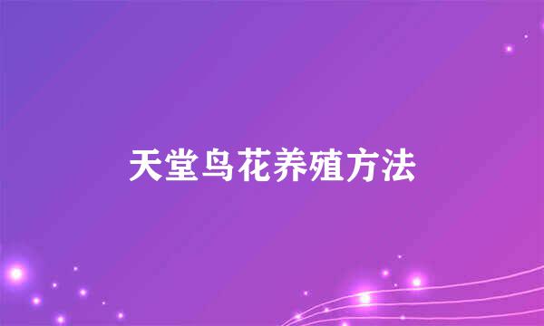 天堂鸟花养殖方法