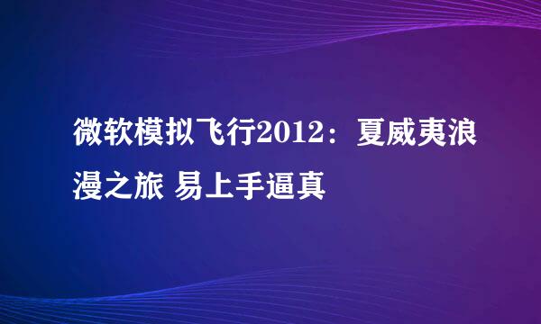 微软模拟飞行2012：夏威夷浪漫之旅 易上手逼真