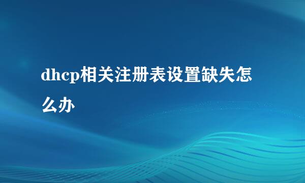 dhcp相关注册表设置缺失怎么办