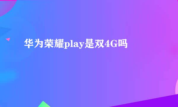 华为荣耀play是双4G吗