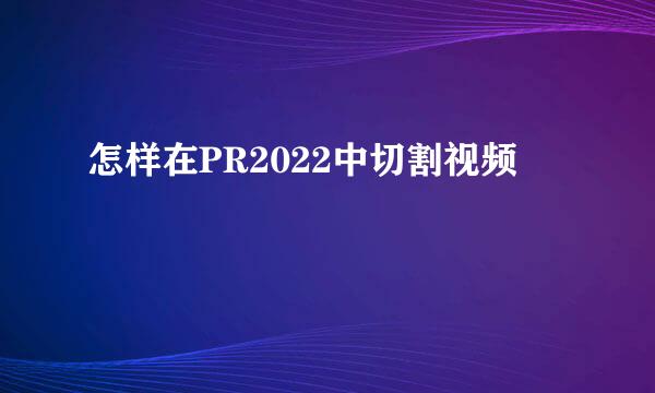 怎样在PR2022中切割视频