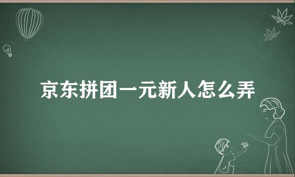 京东拼团一元新人怎么弄