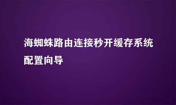 海蜘蛛路由连接秒开缓存系统配置向导