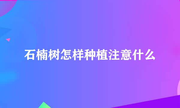 石楠树怎样种植注意什么