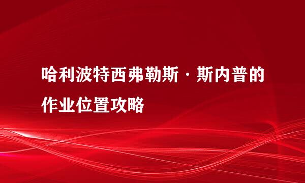 哈利波特西弗勒斯·斯内普的作业位置攻略