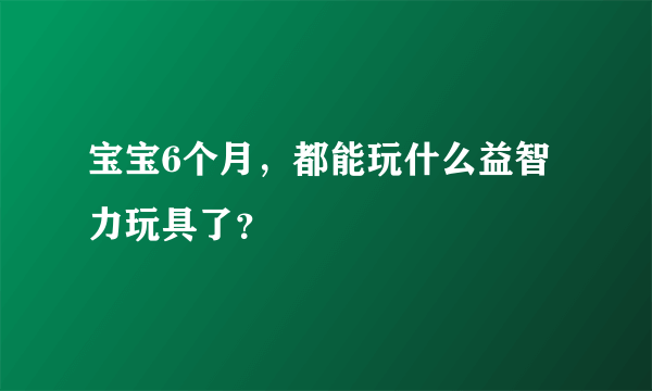 宝宝6个月，都能玩什么益智力玩具了？