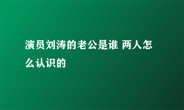 演员刘涛的老公是谁 两人怎么认识的