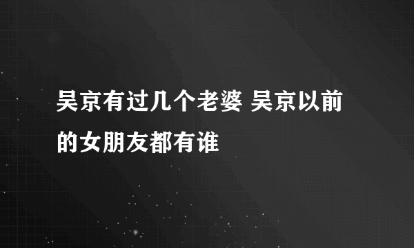 吴京有过几个老婆 吴京以前的女朋友都有谁