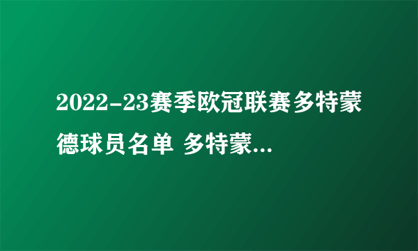 2022-23赛季欧冠联赛多特蒙德球员名单 多特蒙德2022欧冠阵容