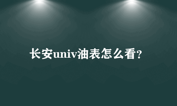 长安univ油表怎么看？