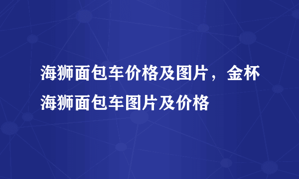 海狮面包车价格及图片，金杯海狮面包车图片及价格