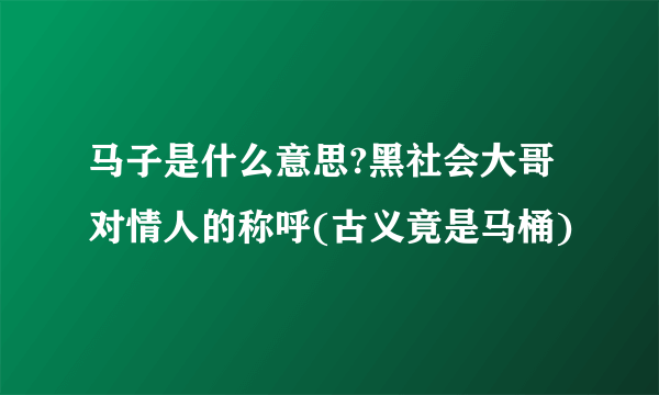 马子是什么意思?黑社会大哥对情人的称呼(古义竟是马桶)