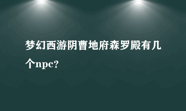 梦幻西游阴曹地府森罗殿有几个npc？