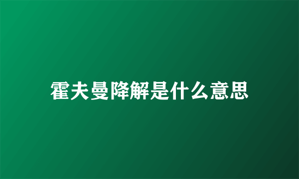 霍夫曼降解是什么意思