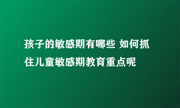 孩子的敏感期有哪些 如何抓住儿童敏感期教育重点呢