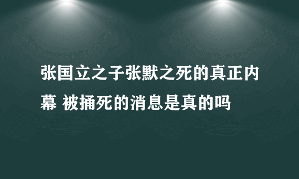 张国立之子张默之死的真正内幕 被捅死的消息是真的吗