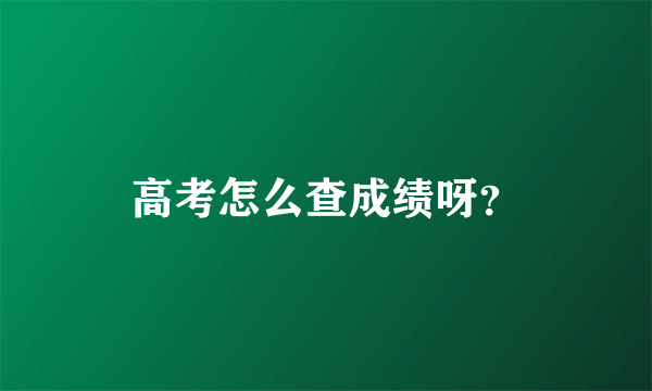 高考怎么查成绩呀？