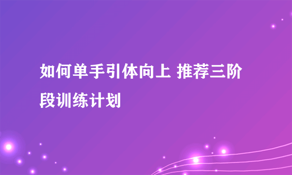 如何单手引体向上 推荐三阶段训练计划