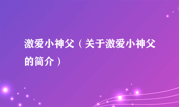 激爱小神父（关于激爱小神父的简介）