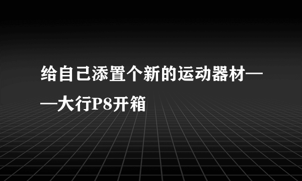 给自己添置个新的运动器材——大行P8开箱