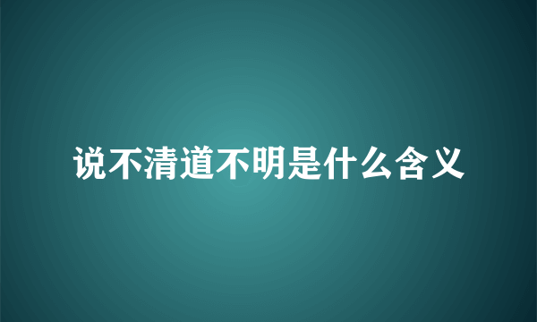 说不清道不明是什么含义