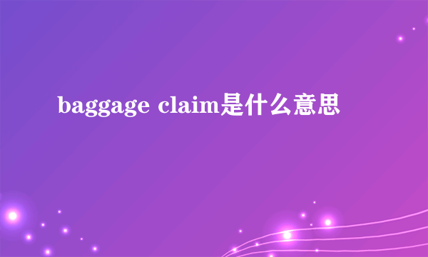 baggage claim是什么意思