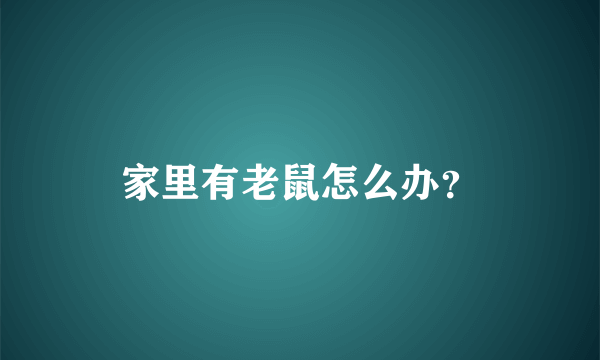 家里有老鼠怎么办？