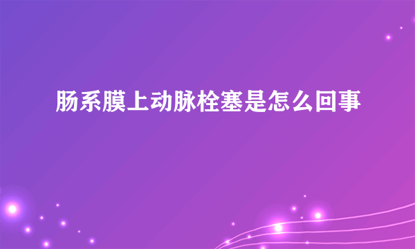 肠系膜上动脉栓塞是怎么回事