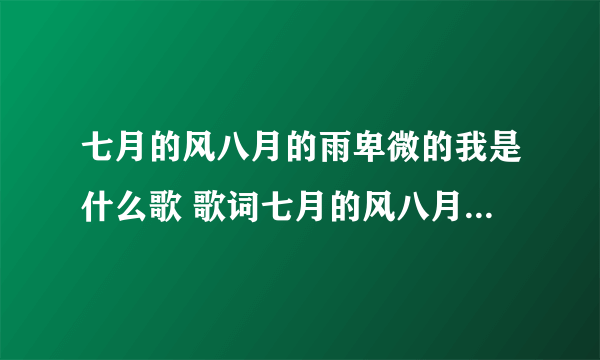 七月的风八月的雨卑微的我是什么歌 歌词七月的风八月的雨卑微的我喜欢