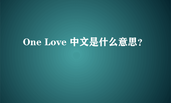 One Love 中文是什么意思？