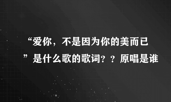 “爱你，不是因为你的美而已”是什么歌的歌词？？原唱是谁