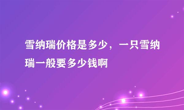 雪纳瑞价格是多少，一只雪纳瑞一般要多少钱啊