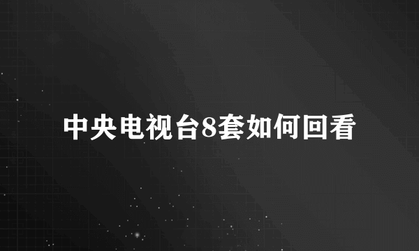 中央电视台8套如何回看