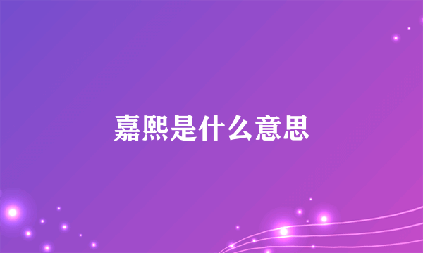 嘉熙是什么意思