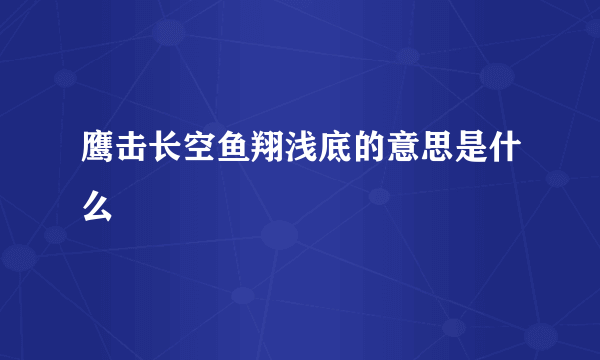 鹰击长空鱼翔浅底的意思是什么