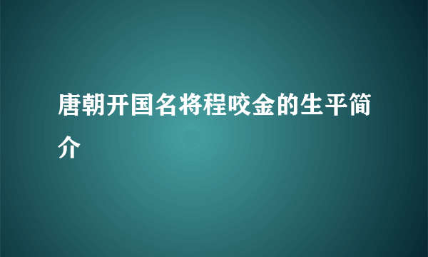 唐朝开国名将程咬金的生平简介