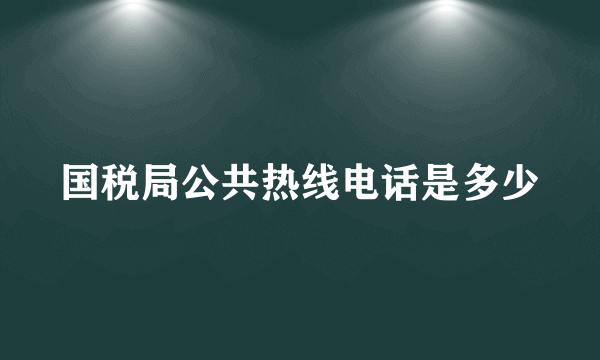 国税局公共热线电话是多少