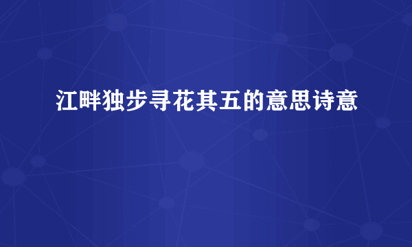 江畔独步寻花其五的意思诗意