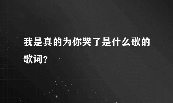 我是真的为你哭了是什么歌的歌词？