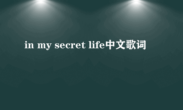 in my secret life中文歌词