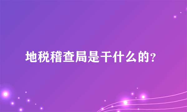 地税稽查局是干什么的？