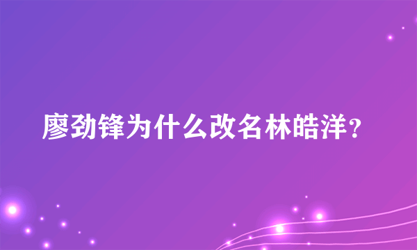 廖劲锋为什么改名林皓洋？