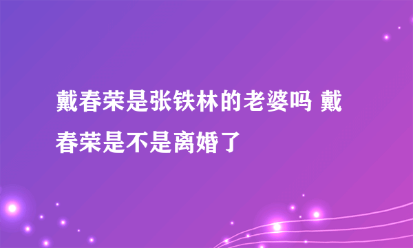 戴春荣是张铁林的老婆吗 戴春荣是不是离婚了